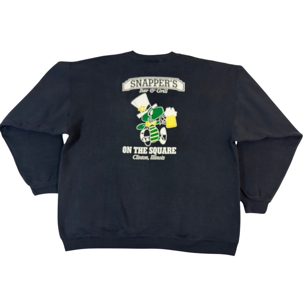 Vintage 90s Snapper's Bar Grill Clinton Illinois Crewneck Sweatshirt L USA Made